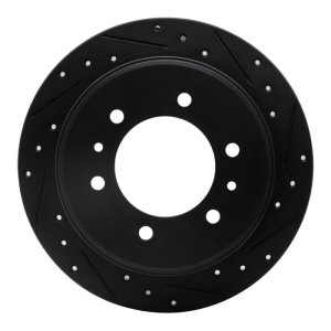 Hummer H3 Brake Rotor (1) - Rear Right - R1 Concepts - Drilled & Slotted - Black - `06-`10